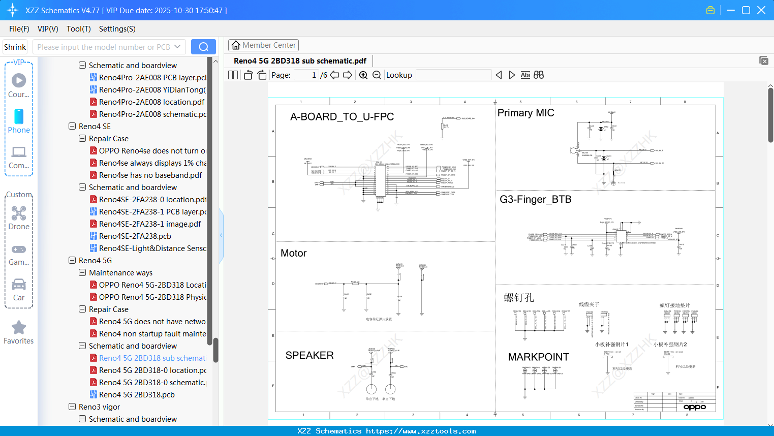 OPPO Reno4 5G 2BD318 Sub Schematic